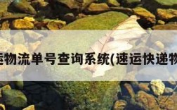 速运物流单号查询系统(速运快递物流)